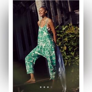 NWT FREE PEOPLE Movement Printed Hot Shot Onesie in Floral Court Combo